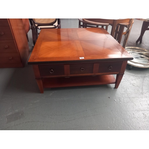 327 - Large square coffee table with drawers either side