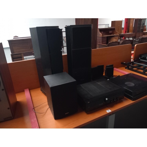 68 - A pair of Tannoy 61 speakers (boxes in poor condition) together with a JVC RX-416V amplifier, Marant... 