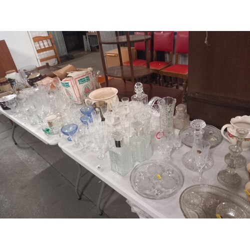 401 - Mixture of glassware to include cut glass vases, decanters, candlestick holders etc