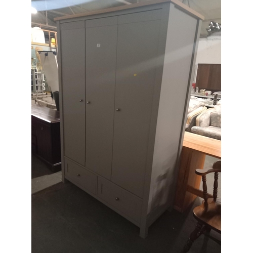 457 - A grey painted wardrobe