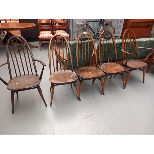 123 - Five Ercol dining chairs to include two carvers