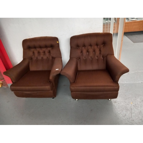 141 - Two upholstered mid century chairs