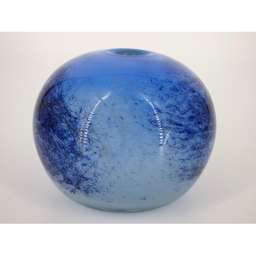 3 - Plus Glass Norway, Benny Motzfeldt, globular vase in shades of pale and dark blue.

Plus etched mark... 