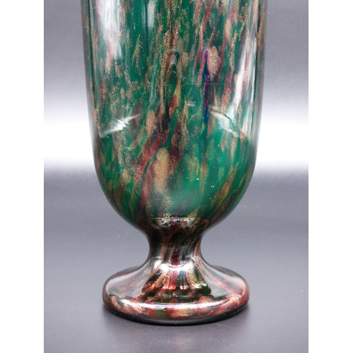 78 - Salviati, tall green glass vase with red spots and aventurine, Murano circa 1880.

Height 29cm.