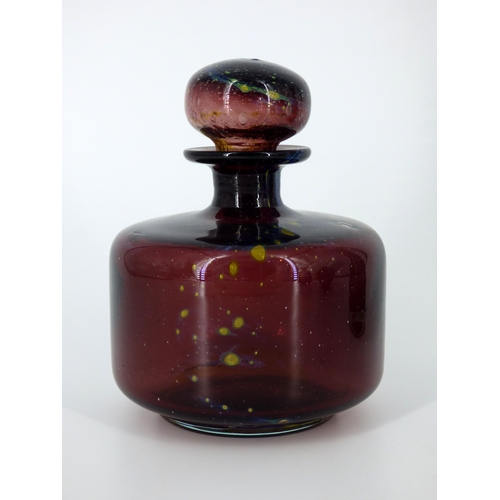 86 - Mdina Glass Malta, amethyst ink bottle and three amethyst vases designed by Michael Harris, circa 19... 