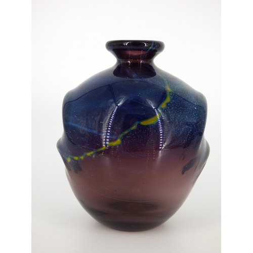 86 - Mdina Glass Malta, amethyst ink bottle and three amethyst vases designed by Michael Harris, circa 19... 