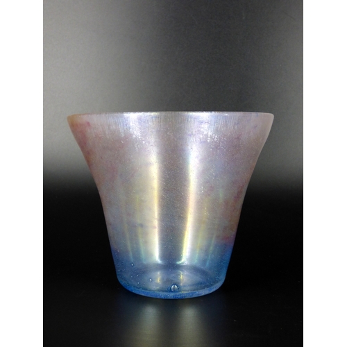 89 - Peter Tysoe studio art glass, flared vase, bowl and textured vase.

Engraved signature on bowl Peter... 