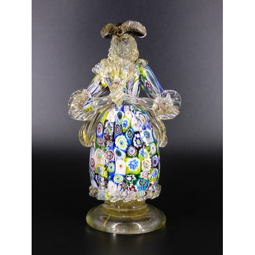 102 - AVeM Murano, figural sculpture of a courtier with millefiori and gold leaf.

Height 21cm.