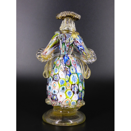 102 - AVeM Murano, figural sculpture of a courtier with millefiori and gold leaf.

Height 21cm.