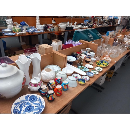 111 - A selection of items including cut glass bowls, Royal Albert, metalware, etc