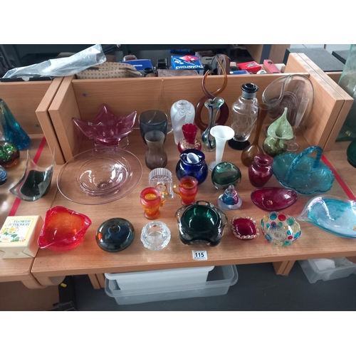 115 - Assorted glassware to include Whitefriars, Chribska, Murano, Caithness, Bristol, etc