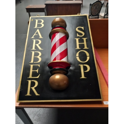 134 - A fibreglass hanging Barber Shop sign with Barber Shop pole advertising