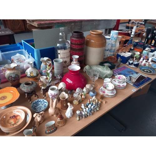 146 - Decorative china and glassware including West German vase, Denby, Sylvac, Hornsea, etc