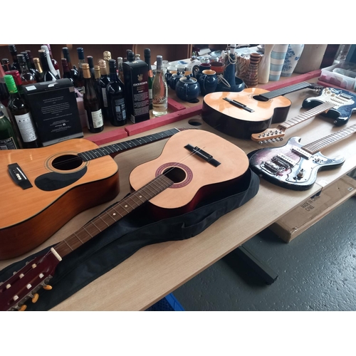 149 - 5 guitars - 3 x acoustic, 2 x electric (spares or repairs)