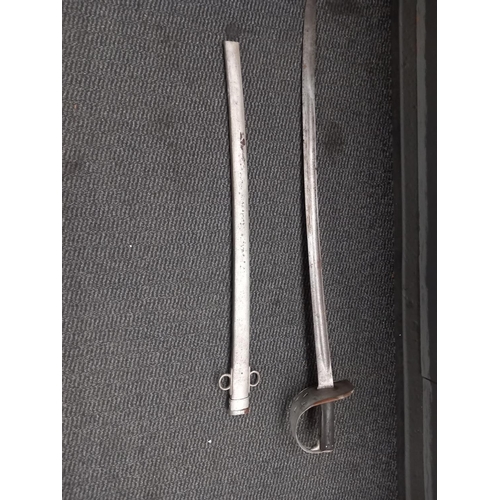 415 - A sword - believed to be military - with damaged scabbard