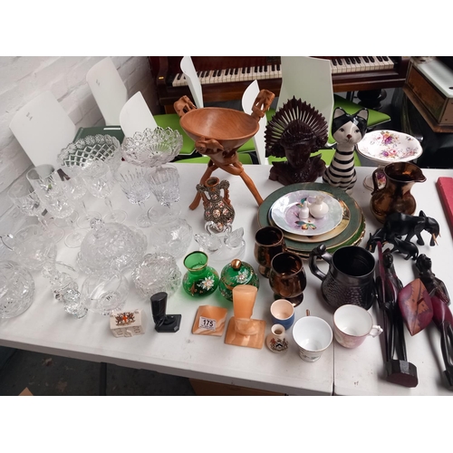 175 - African carvings, good quality crystal and glassware and other decorative household items