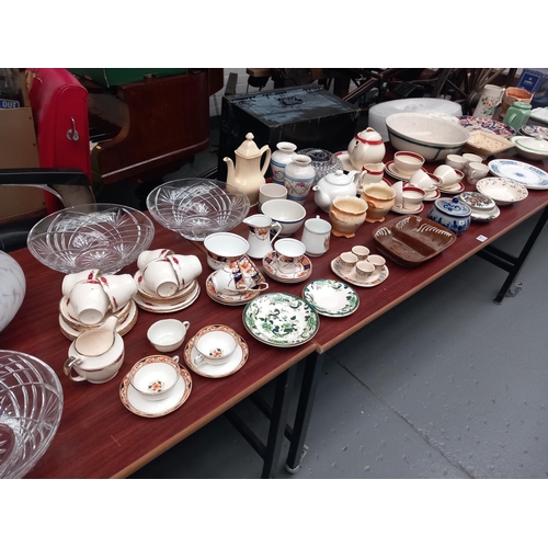 177 - Decorative household china and glass - Imari plates, part tea sets, vases, glass bowls, etc