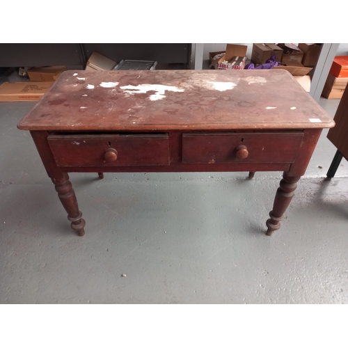 201 - A Victorian pine two drawer desk