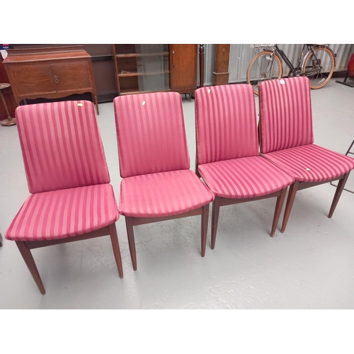 218 - A set of four mid century upholstered dining chairs