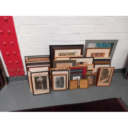 237 - A quantity of framed pictures and prints including early boxing etc