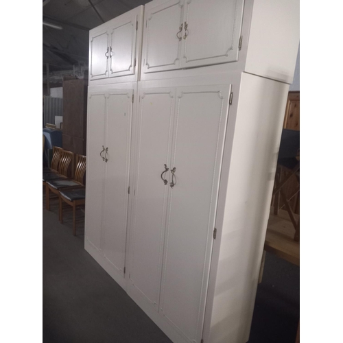 376 - Two white wardrobes with detachable storage cupboards