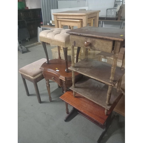 379 - Two side tables, two stools and a coffee table