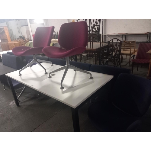 384 - An orangebox wooden top office table together with four orangebox upholstered chairs