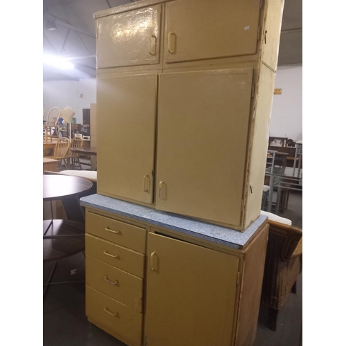 416 - A formica topped painted kitchen larder unit