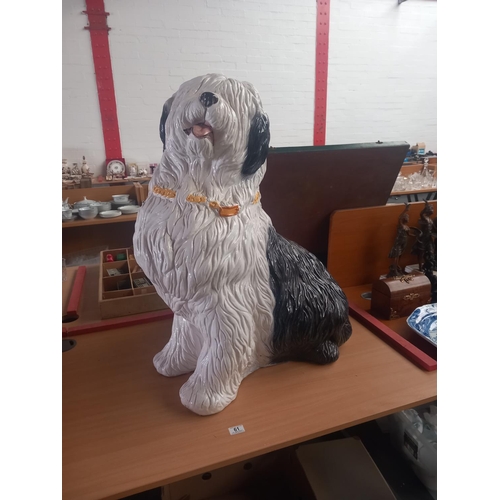 61 - A large ceramic figure in the shape of an Old English Sheep dog - Height 88cm