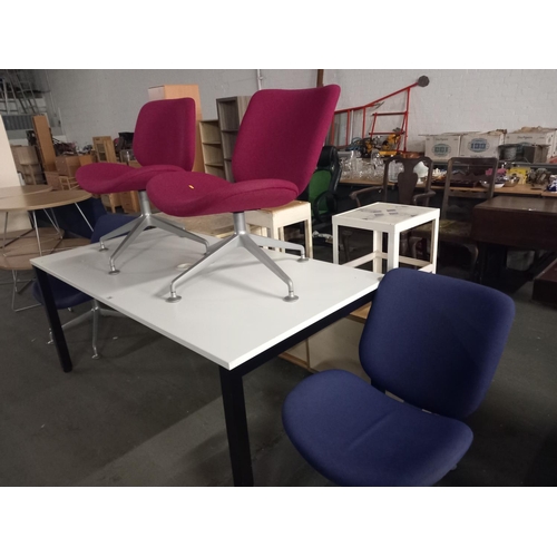 369 - An orangebox wooden top office table together with four orangebox upholstered chairs