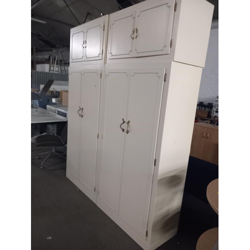 371 - Two white wardrobes with detachable storage cupboards