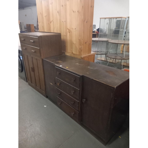 393 - An oak sideboard together with an oak tallboy