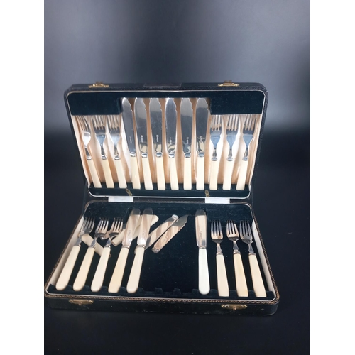 204 - A boxed set of six hallmarked silver fish knives and forks with bone handles - hallmarks for Sheffie... 