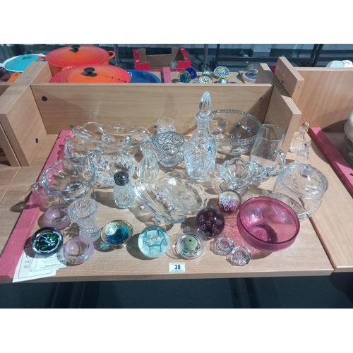 38 - A collection of glass and crystal to include paperweights - Caithness, etc