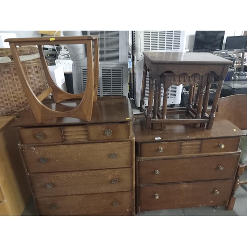 372 - 2 chest of drawers, nest of tables, dining chair and teak side table