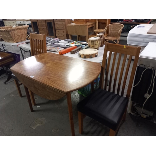 393 - Drop leaf dining table and two chairs