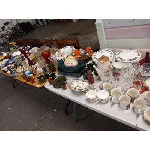 412 - Decorative china and glassware to include cut glass, tea services etc