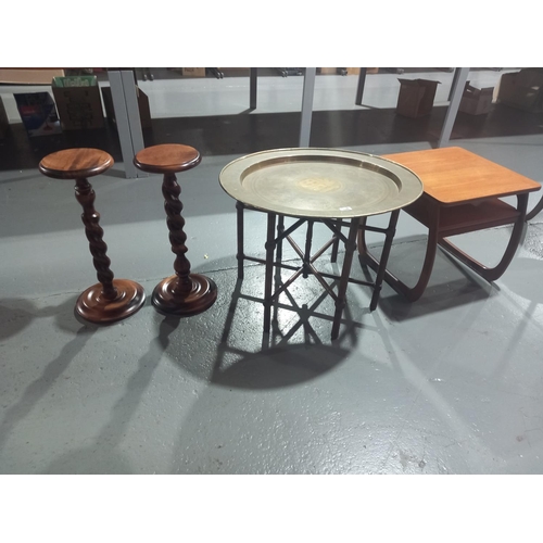 108 - A Nathan Burlington side table, glass topped coffee table and plant stand