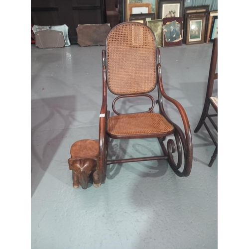 117 - A phonet rocking chair and an African elephant stool