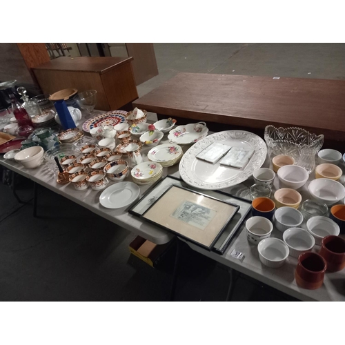 377 - Selection of decorative china and glassware to include part dinner services and cut glass etc