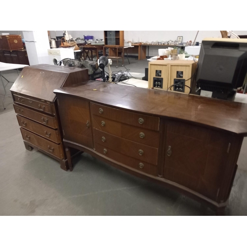 389 - A mahogany sideboard together with a writing bureau