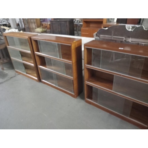 393 - 3X3 sectioned glass fronted bookcases