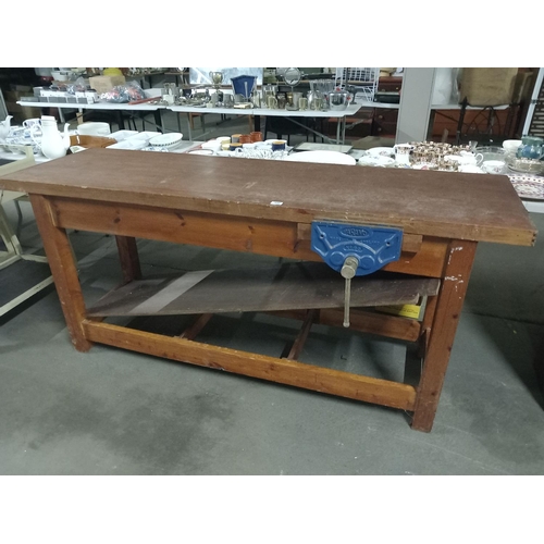 396 - A workbench together with a record number 88 bench vice