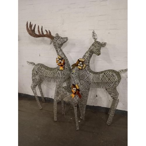 418 - Family of three outdoor decorative light up reindeers