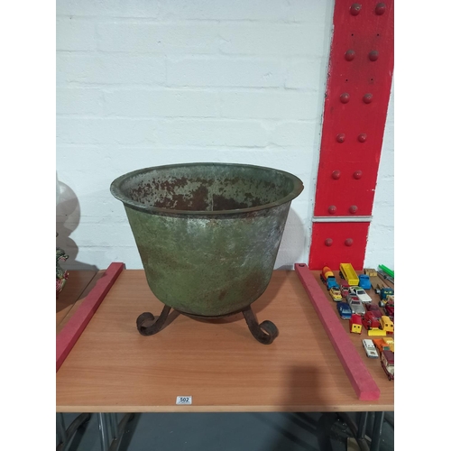 502 - A large Verdigris copper planter