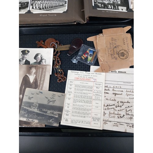 132 - Royal Navy WW2 medals and ephemera relating to Acting Stoker C Ward - Petty Officer - KX 76230(DEV.B... 