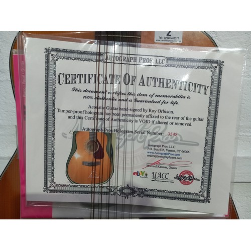 2 - A Yamaha FG 260 accoustic guitar hand signed by Roy Orbison - certificate of authenticity present