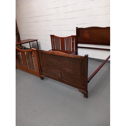 138 - One art deco style oak framed double bed together with one other oak framed double bed