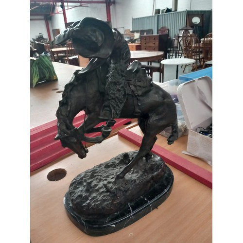 47 - A large bronze sculpture on marble base 