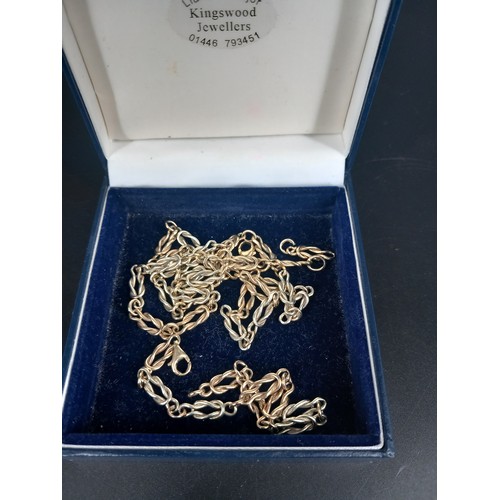 212 - A Welsh bi colour 9ct gold (yellow and white) chain and bracelet (one spare link) weight 32.4 grams